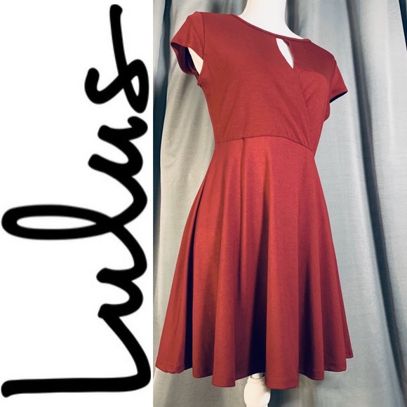 Lulus Dresses & Skirts - LuLu’s > Burgundy Cross-Front Keyhole Dress